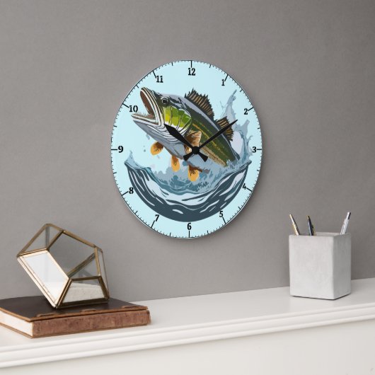 Grote Mond Bass Stricking Water Surface Clock Grote Klok (Kantoor)