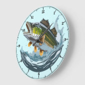Grote Mond Bass Stricking Water Surface Clock Klok (Hoek)
