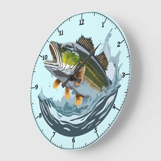 Grote Mond Bass Stricking Water Surface Clock Klok (Hoek)