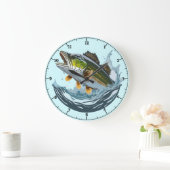 Grote Mond Bass Stricking Water Surface Clock Klok (Huis)