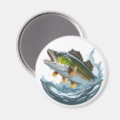 Grote Mond Bass Striking Water Surface Magnet (Voorkant / Achterkant)