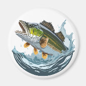 Grote Mond Bass Striking Water Surface Magnet (Voorkant)