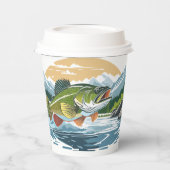 Grote Mond Bass Striking Water Surface Paper Cup Papieren Bekers (Links)