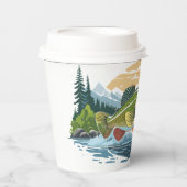 Grote Mond Bass Striking Water Surface Paper Cup Papieren Bekers (Voorkant)