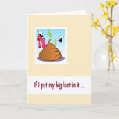 Grote mond verontschuldigingskaart, zet er voet in kaart (Gele Bloem)