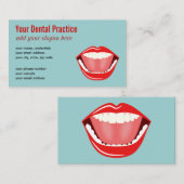 Grote Mond Witte Tanden Blauw Professionele Tand Visitekaartje (Voorkant / Achterkant)