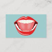 Grote Mond Witte Tanden Blauw Professionele Tand Visitekaartje (Achterkant)