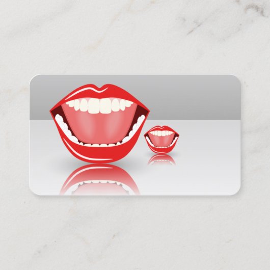 Grote Mond Zilveren Grijs Professionele Tandarts Visitekaartje (Achterkant)