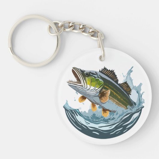 Grote Mondbas Stricking Wateroppervlak Sleutelhang Sleutelhanger (Voorkant)