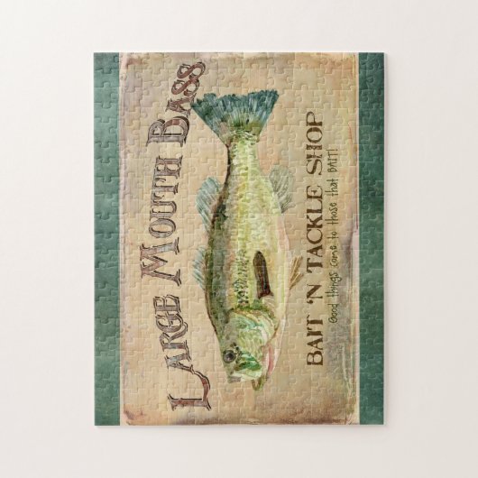 Grote mondbas Vist het Cabin Decor Blue Legpuzzel (Verticaal)