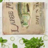 Grote mondbas Vist het Cabin Decor Blue Theedoek (Gevouwen)