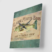 Grote mondbas Vist het Cabin Decor Blue Vierkante Klok (Hoek)