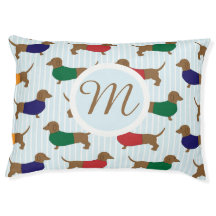 Grote Monogram Cartoon Teckels Patroon Hondenbed