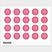 Grote Monogram Harten & Lijnen Roze Ronde Sticker (Vel)