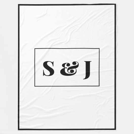 Grote Monogram Initialen op Elegant Wit Fleece Deken (Voorkant)