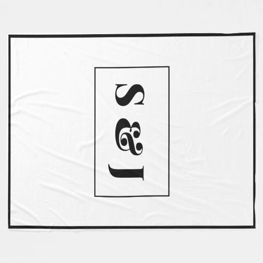 Grote Monogram Initialen op Elegant Wit Fleece Deken (Voorkant (Horizontaal))