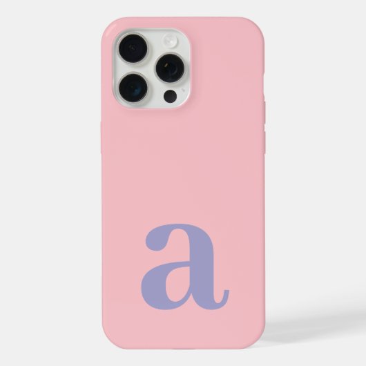 Grote Monogram Letter Roze & Blauw Minimalistisch iPhone Hoesje (Achterkant)
