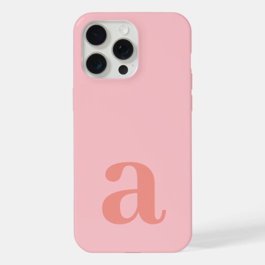 Grote Monogram Letter Roze Minimalistisch iPhone Hoesje (Achterkant)