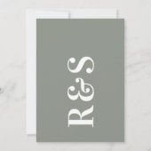 Grote Monogram Modern Bold Sage Groene Bruiloft Kaart (Achterkant)