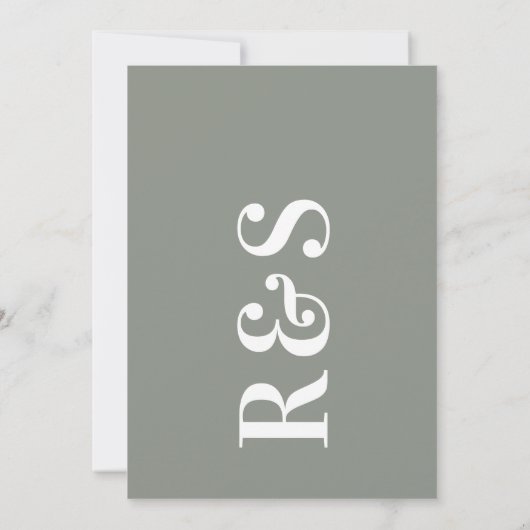 Grote Monogram Modern Bold Sage Groene Bruiloft Kaart (Achterkant)