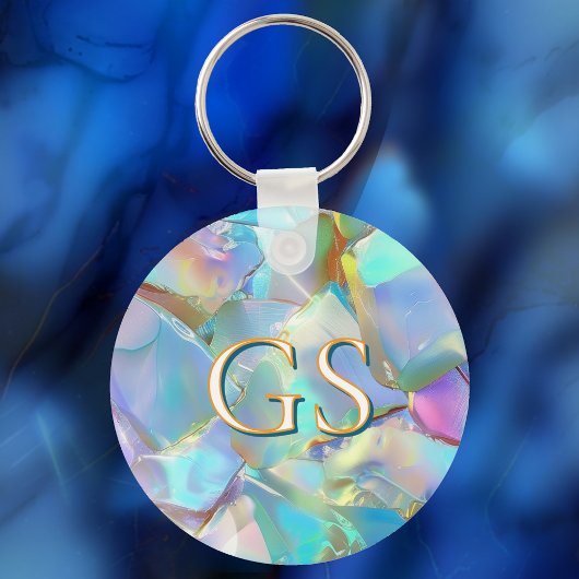 Grote monogram of naam op opaal sleutelhanger
