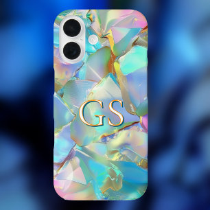 Grote monogram of naam op opal iPhone 16 hoesje