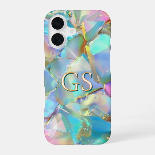 Grote monogram of naam op opal iPhone 16 hoesje (Achterkant)