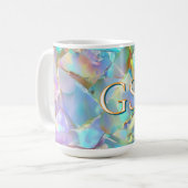 Grote monogram of naam op opal koffiemok (Voorkant links)