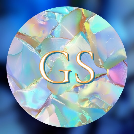 Grote monogram of naam op opal ronde sticker
