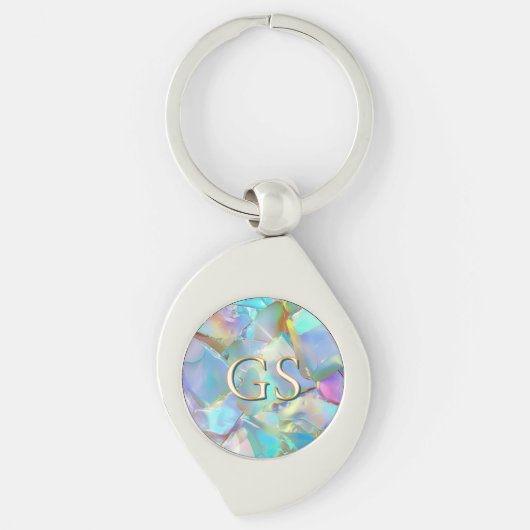 Grote monogram of naam op opal sleutelhanger (Voorkant)