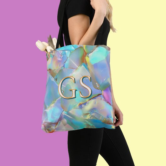 Grote monogram of naam op opal tote bag