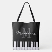 Grote monogram schouder-canvas tas met pianokleute (Achterkant)