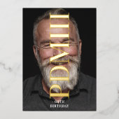 Grote Monogram Vet Gedrukt Gouden Verjaardag Folie Uitnodiging (Voorkant)