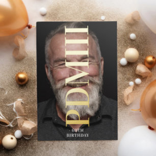 Grote Monogram Vet Geperst Goud Verjaardag Folie Uitnodiging