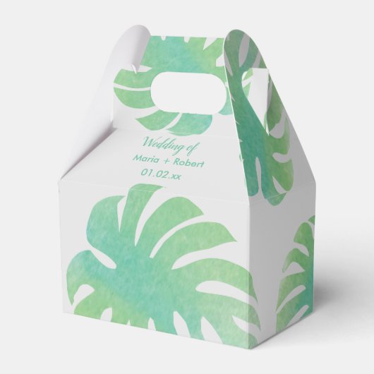 Grote Monstera Bladeren Groene Botanische Bruiloft Bedankdoosjes (Voorkant Zijde)