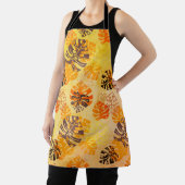 Grote Monstera Bladeren in Bruin en Goud Schort (Insitu)