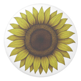 Grote Mooie Aardse Zonnebloem Unisex Keramische Knop