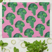 Grote, mooie broccoli eten je veggies roze theedoek (Gevouwen)