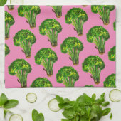 Grote, mooie broccoli eten je veggies roze theedoek (Gevouwen)