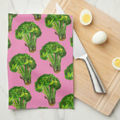 Grote, mooie broccoli eten je veggies roze theedoek (Quarter Fold)