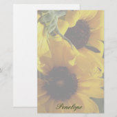 Grote mooie gele zonnebloemen en Jouw naam Briefpapier (Voorkant / Achterkant)