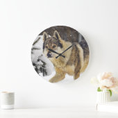 Grote mooie grijze Wilde Wolf in sneeuw Klok (Huis)