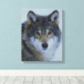 Grote mooie grijze wolf in het wild canvas afdruk (Insitu (Houten vloer))