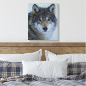 Grote mooie grijze wolf in het wild canvas afdruk (Insitu (Slaapkamer))