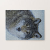 Grote mooie grijze wolf in het wild legpuzzel (Horizontaal)
