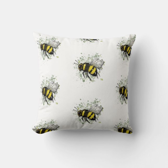Grote Mooie HommEL, Digitale Tekening Kussen (Voorkant)