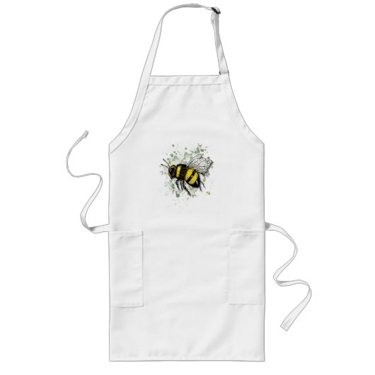 Grote Mooie HommEL, Digitale Tekening Lang Schort (Voorkant)