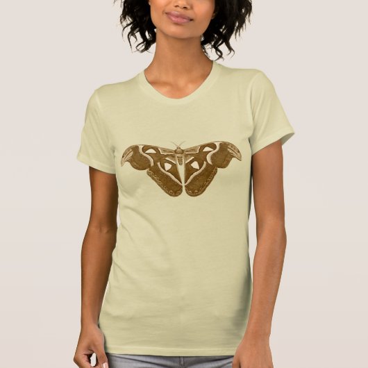 Grote mooie Moth Brown en Beige T-shirt (Voorkant)