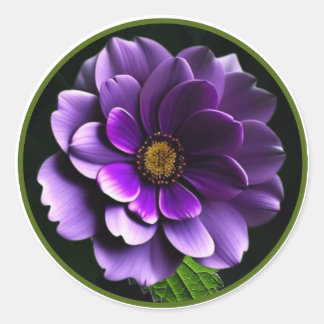 Grote Mooie Paarse Roos Artistiek Ontwerp Ronde Sticker