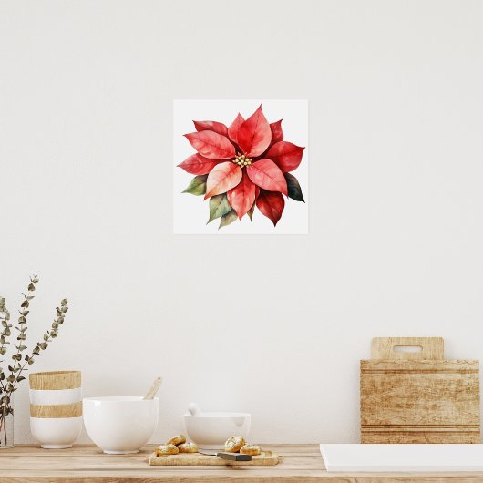 Grote mooie rode kerst bloem poster (Keuken)